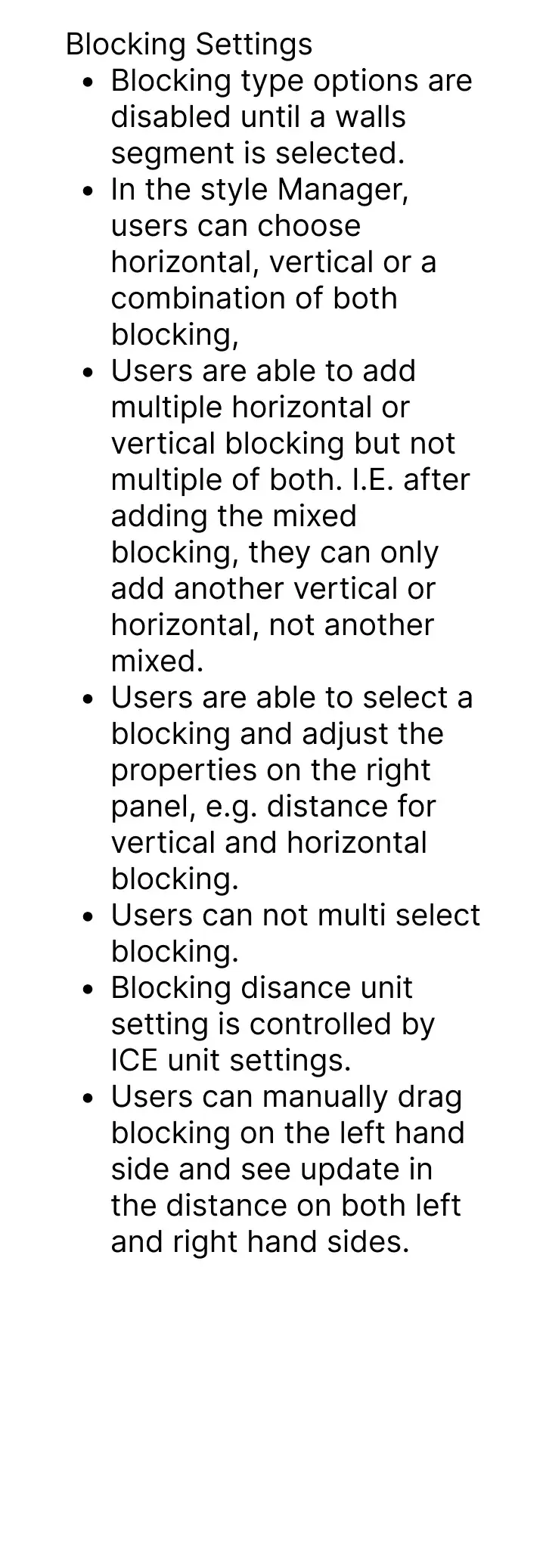 The blocking settings panel.