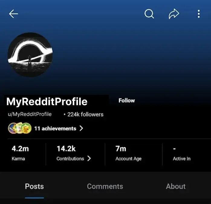 Reference: a Reddit profile header.