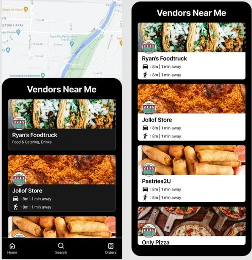 Vendor cards, adapted from SkipTheDishes.