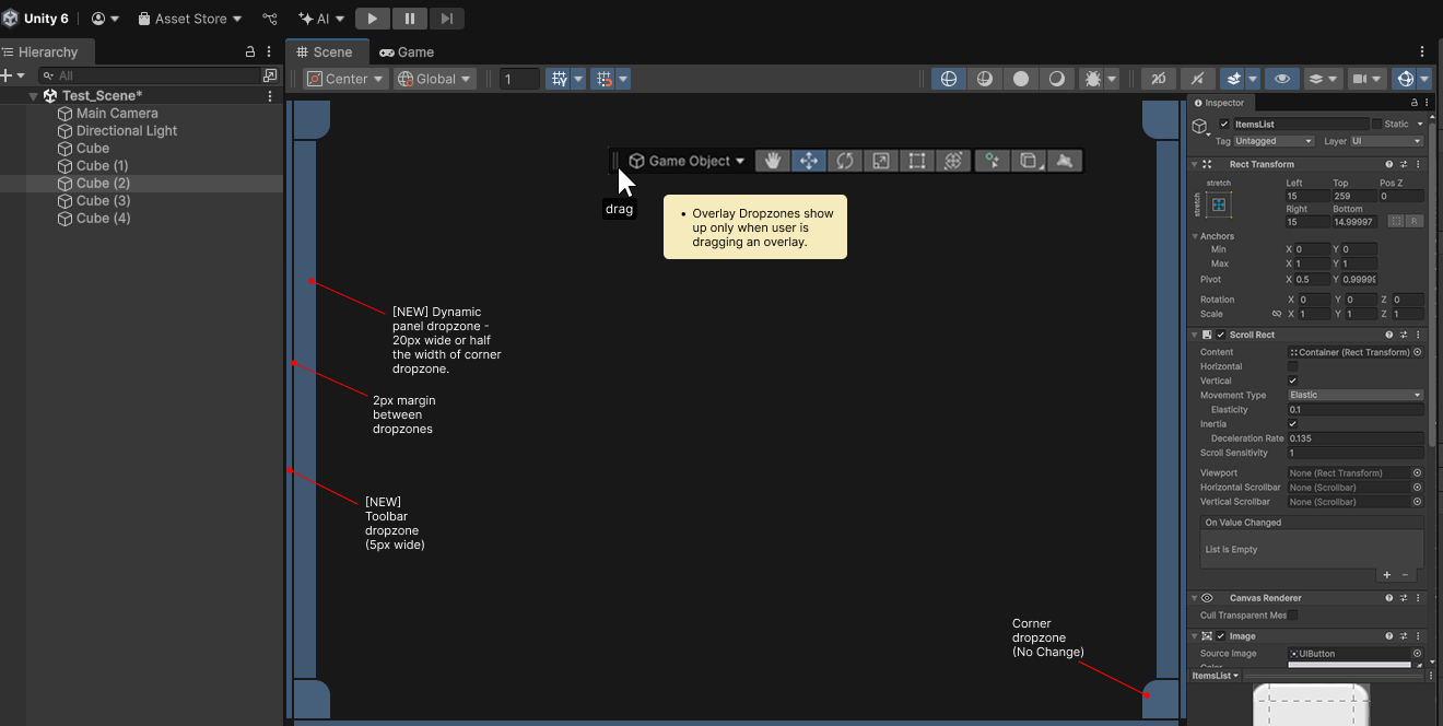 Overlays in the Scene view.