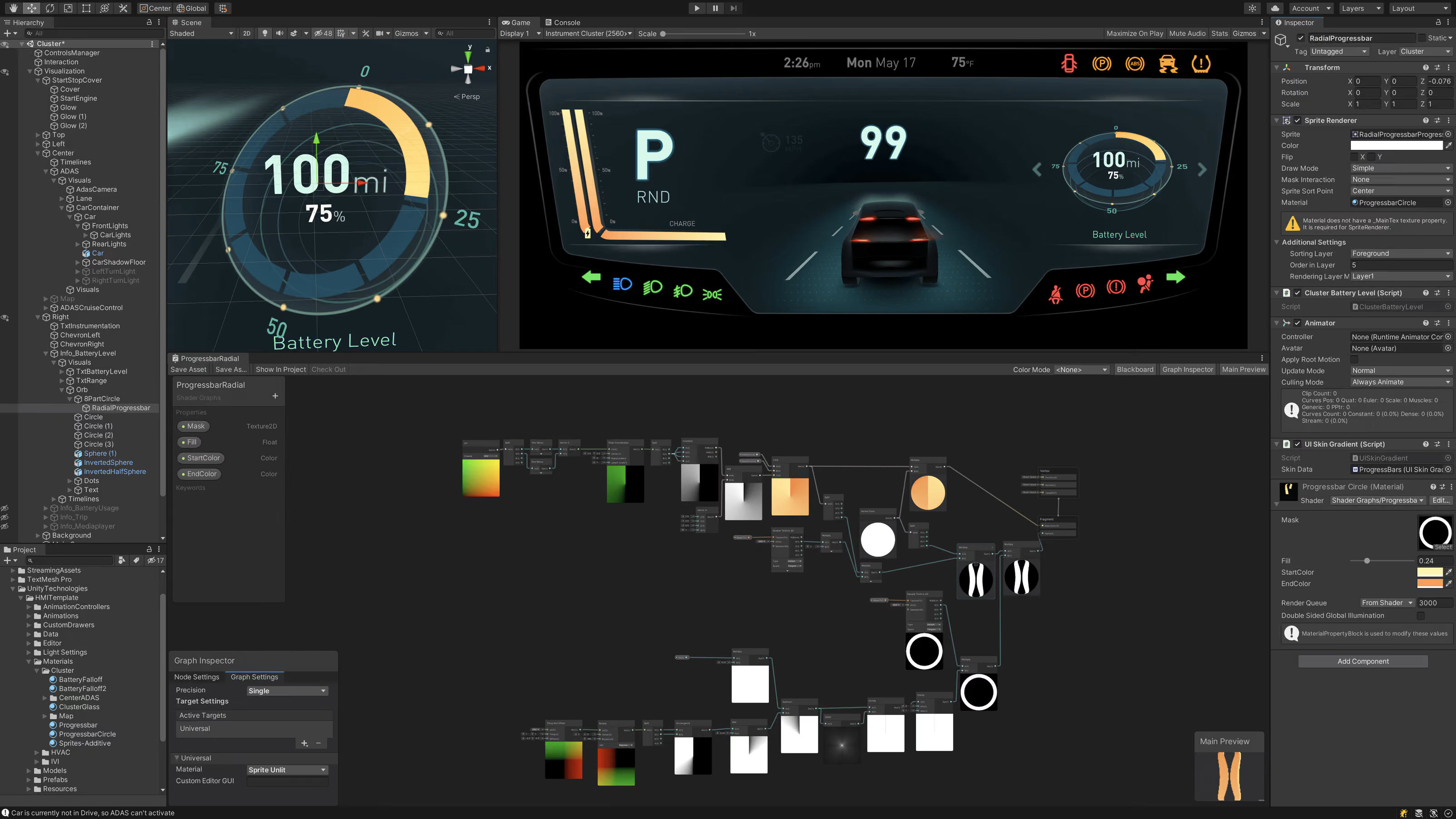 A dashboard built with the HMI authoring tool.