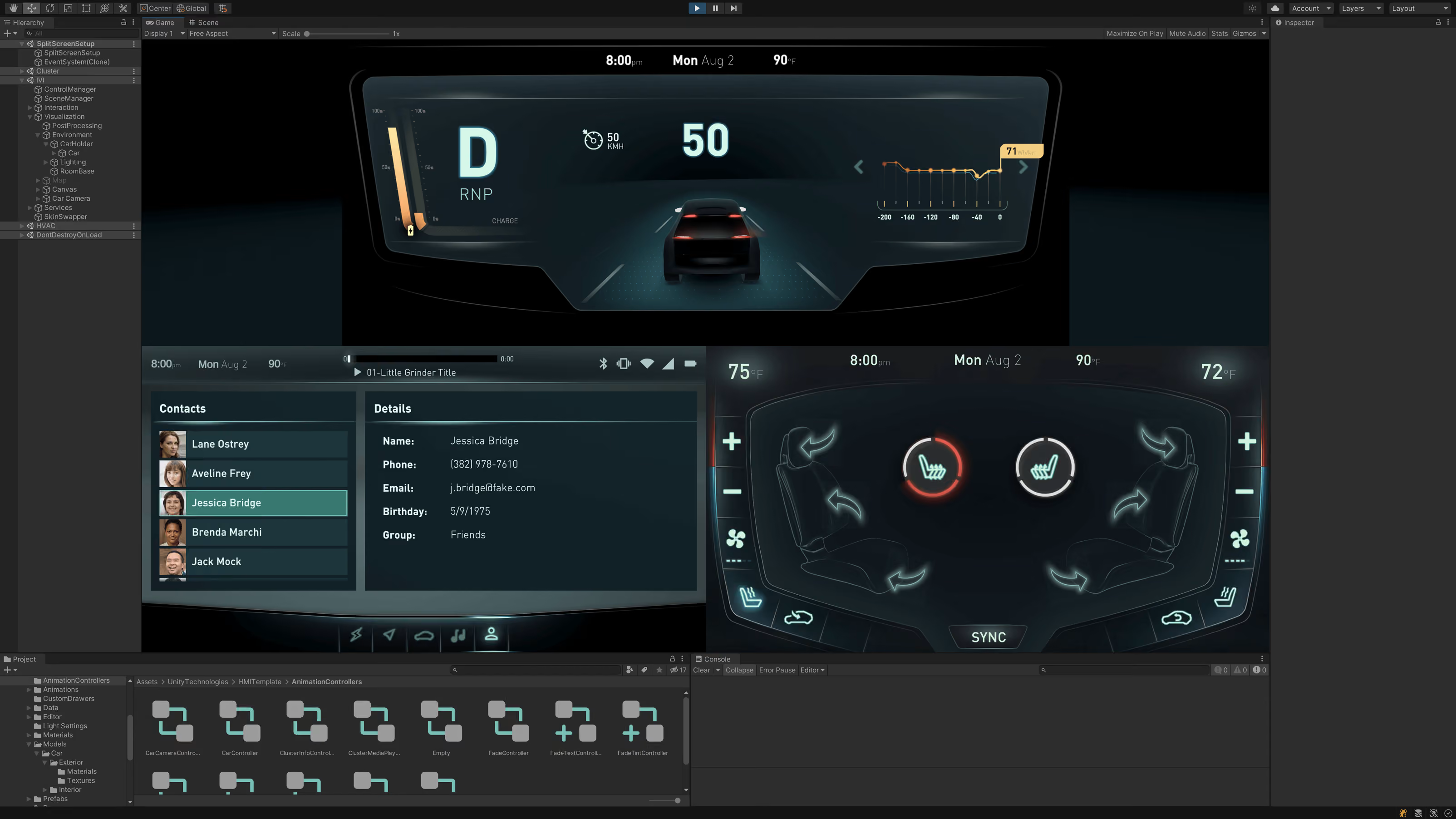 The in-vehicle interface built on the HMI authoring tool.